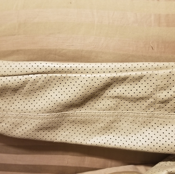 Women's Tan Color Faux Leather Jacket - Picture 9 of 13